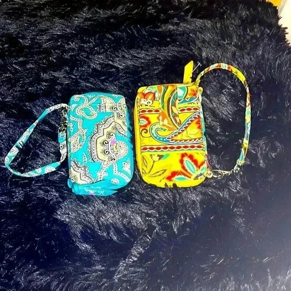 Two Vera Bradley Yellow and Blue Paisley Wristlets Bundle - Picture 5 of 11